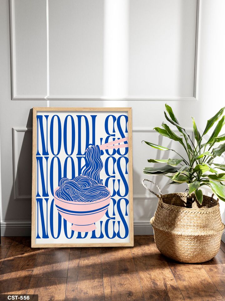 Noodles Tek Parça Ahşap Çerçeveli Tablo Naturel - 40 x 60 CM