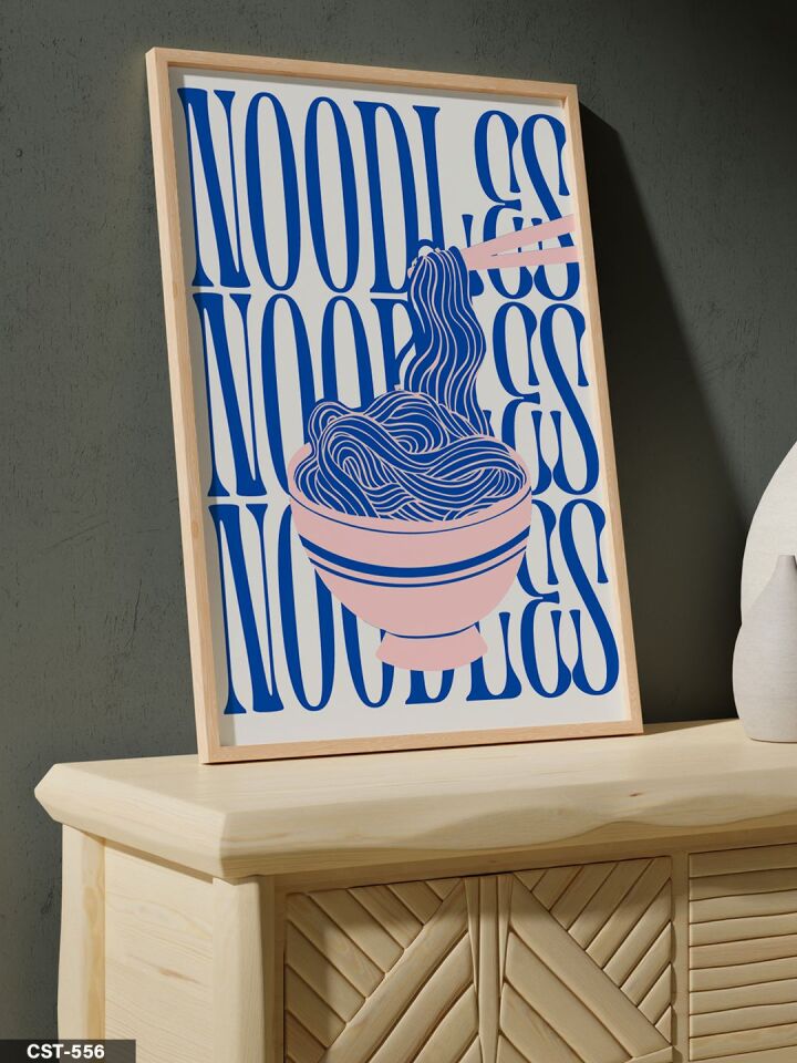 Noodles Tek Parça Ahşap Çerçeveli Tablo Naturel - 40 x 60 CM