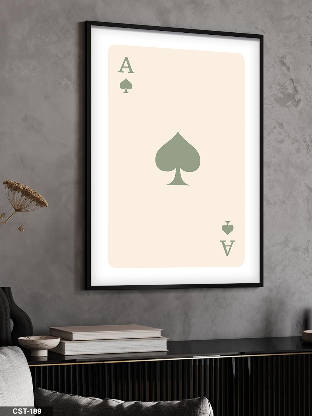 Krem rengi kupa ası Tek Parça Ahşap Çerçeveli Tablo Siyah - 40 x 60 CM