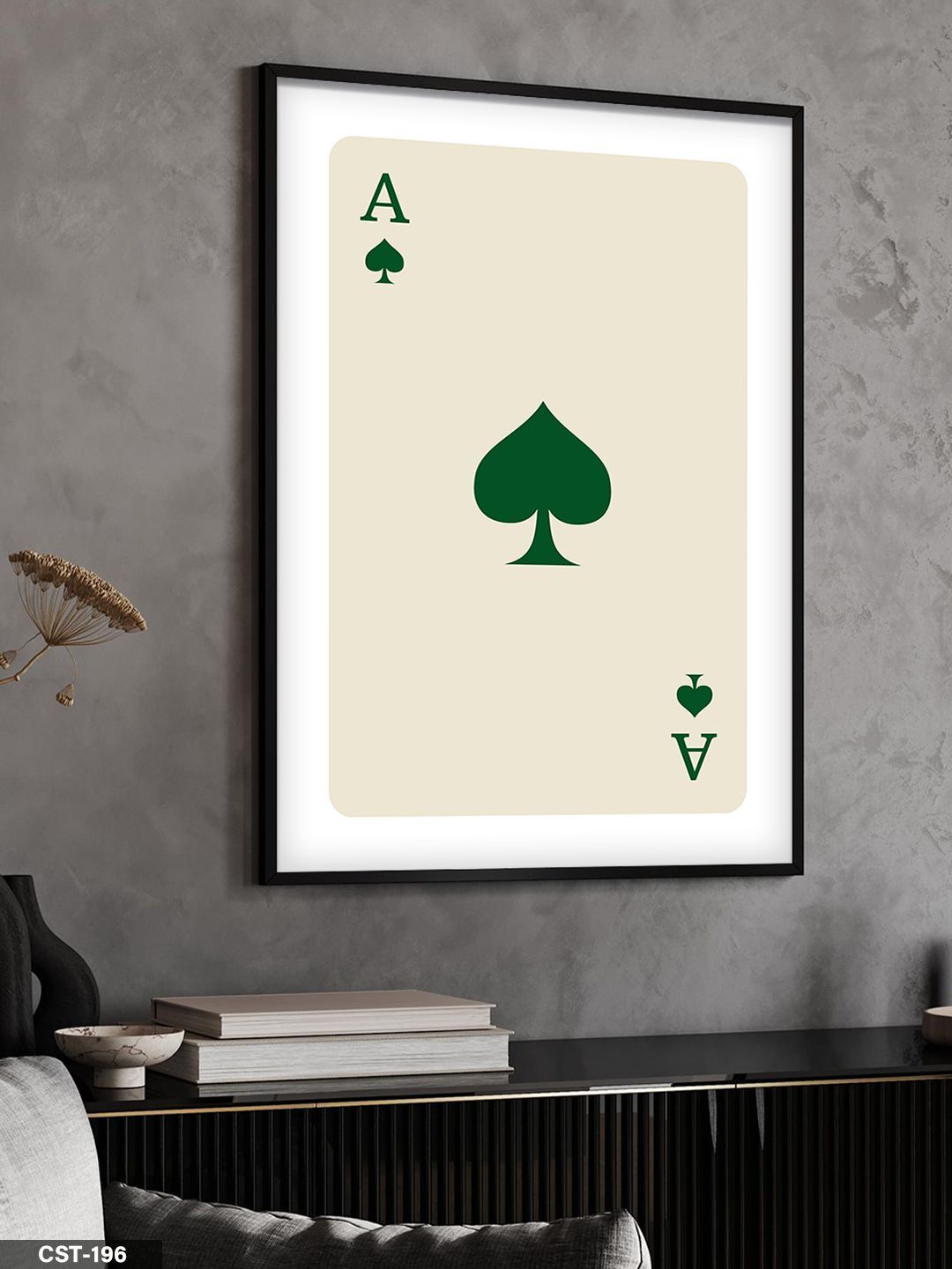 Krem rengi kupa ası Tek Parça Ahşap Çerçeveli Tablo Siyah - 40 x 60 CM
