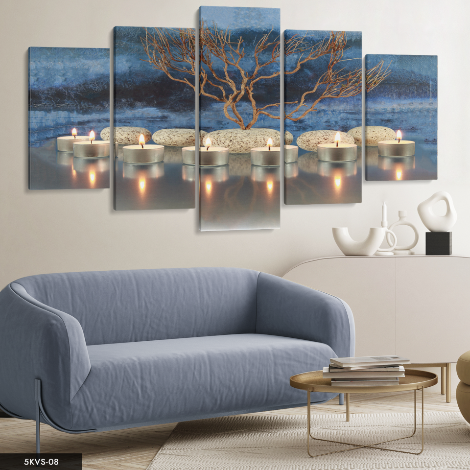 Mumlar 5 Parça Kanvas - Canvas Tablo 70 x 125 CM