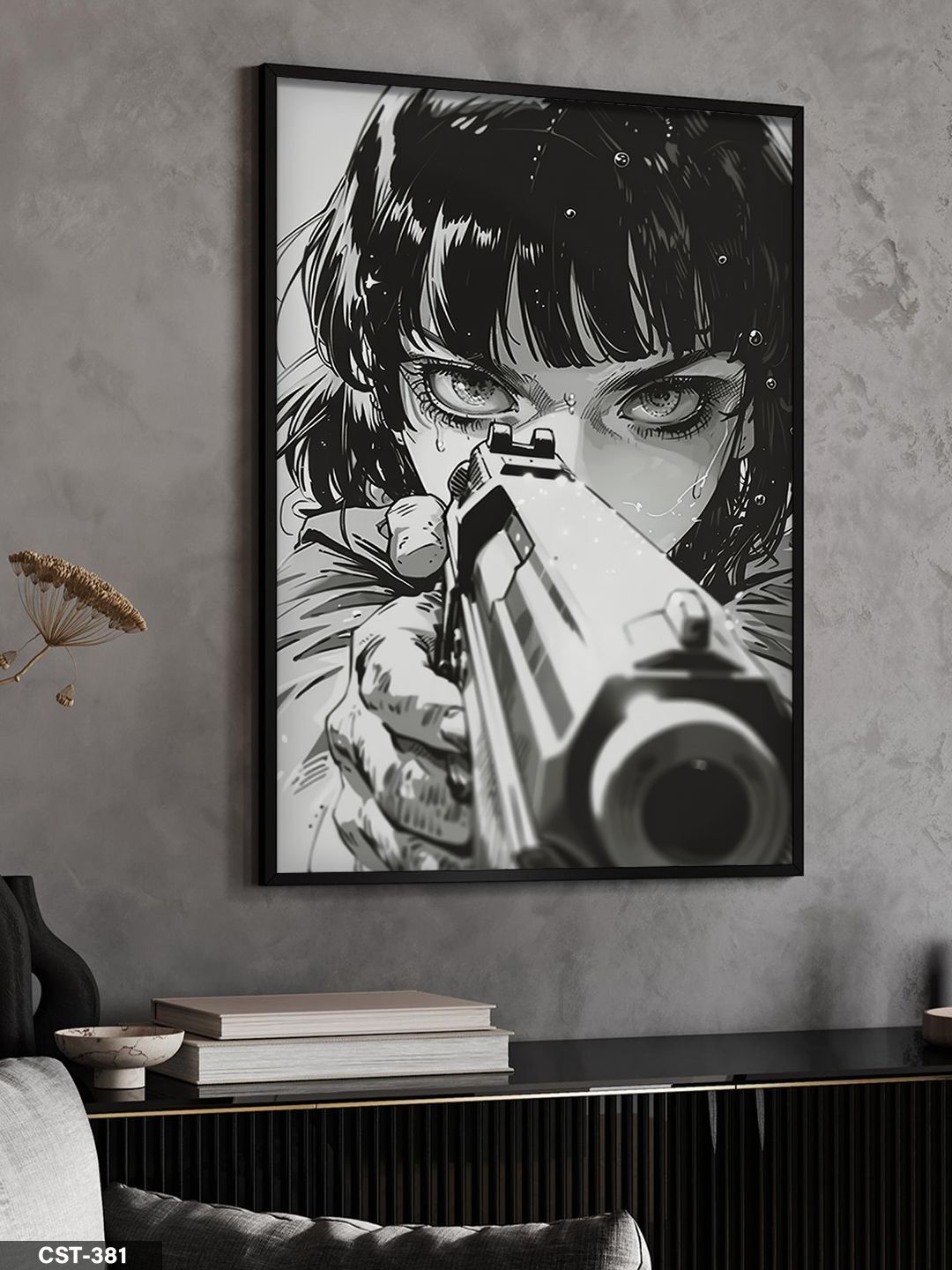 Hedef Tek Parça Ahşap Çerçeveli Tablo Siyah - 20 x 30 CM