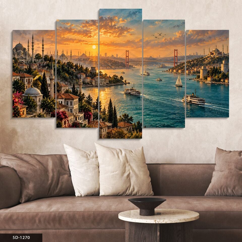 İstanbul Boğazı 5 Parçalı MDF Tablo