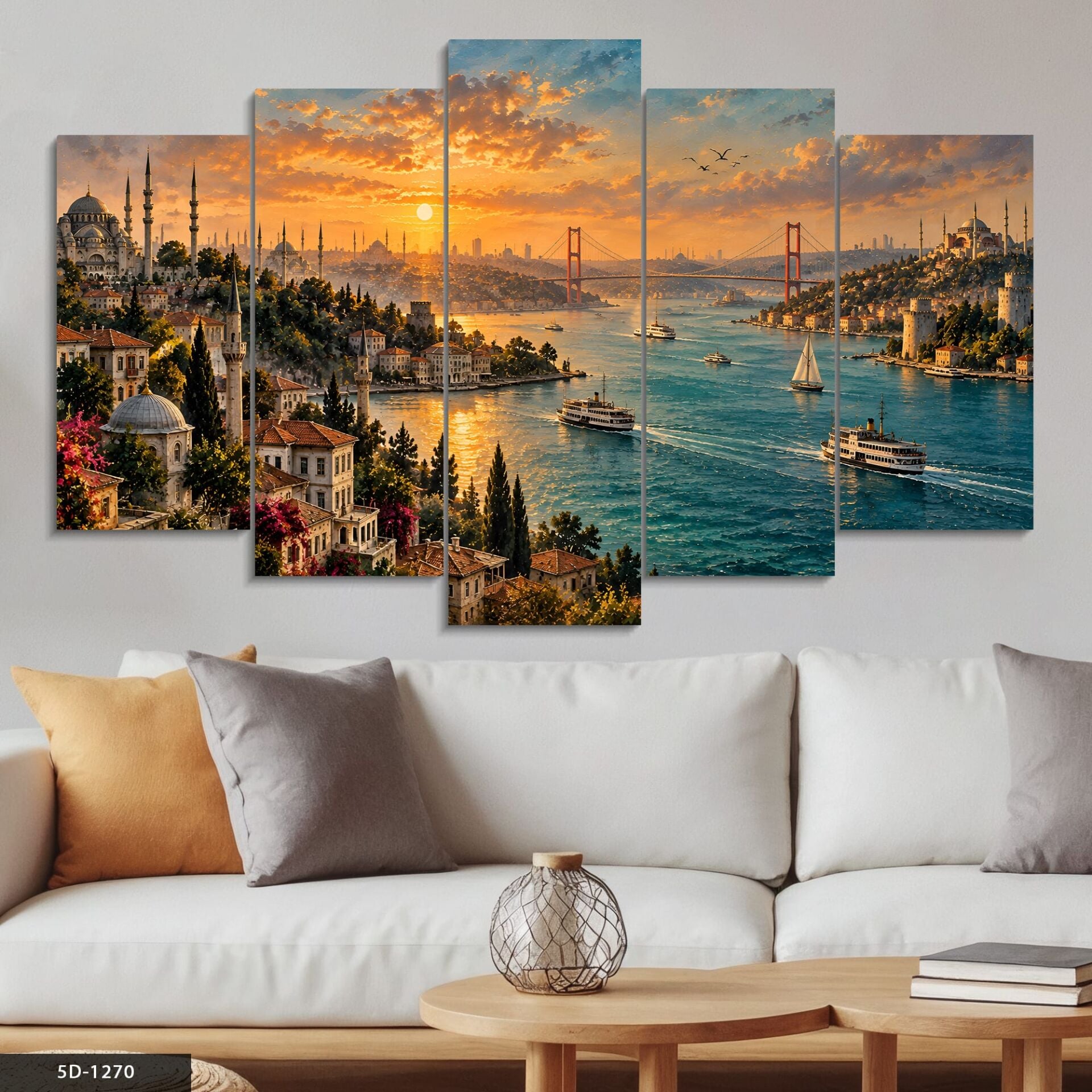 İstanbul Boğazı 5 Parçalı MDF Tablo