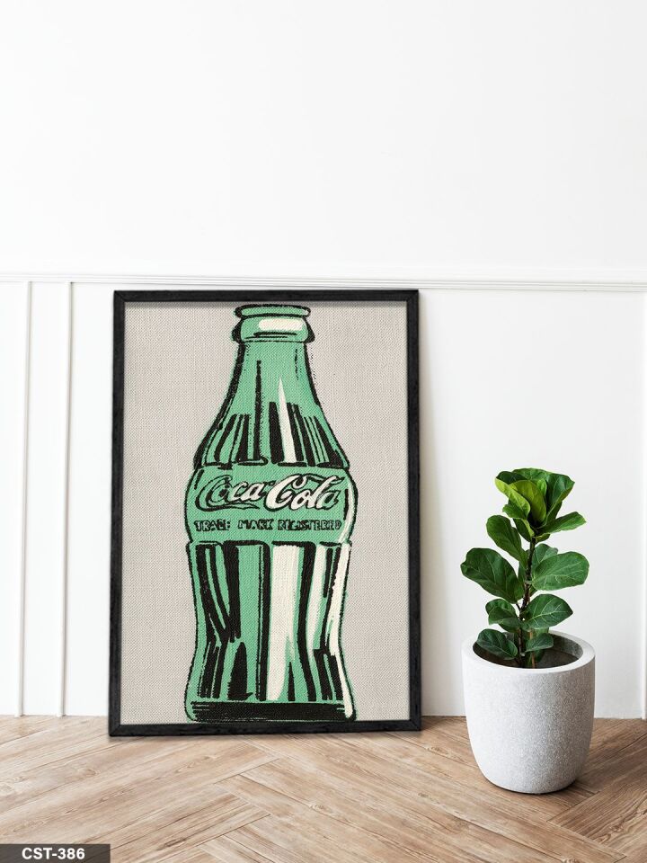 Andy Warhol Coca Cola Bottle Tek Parça Ahşap Çerçeveli Tablo Siyah - 20 x 30 CM