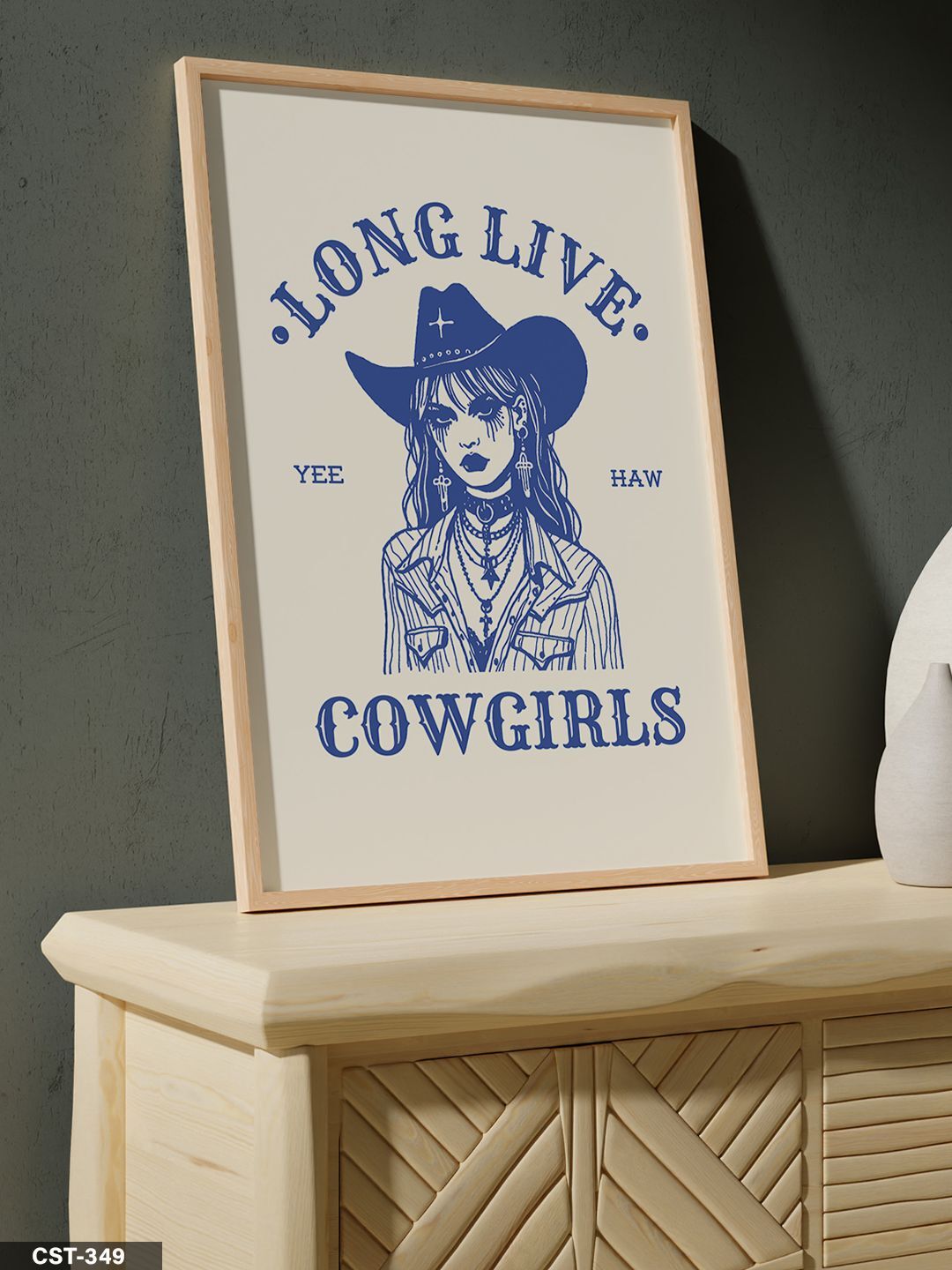 Cow Girls Tek Parça Ahşap Çerçeveli Tablo