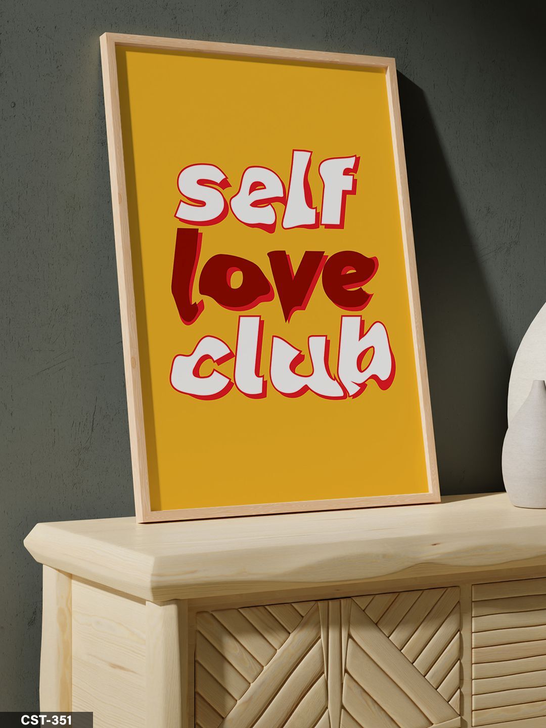 Self Love Clab Tek Parça Ahşap Çerçeveli Tablo