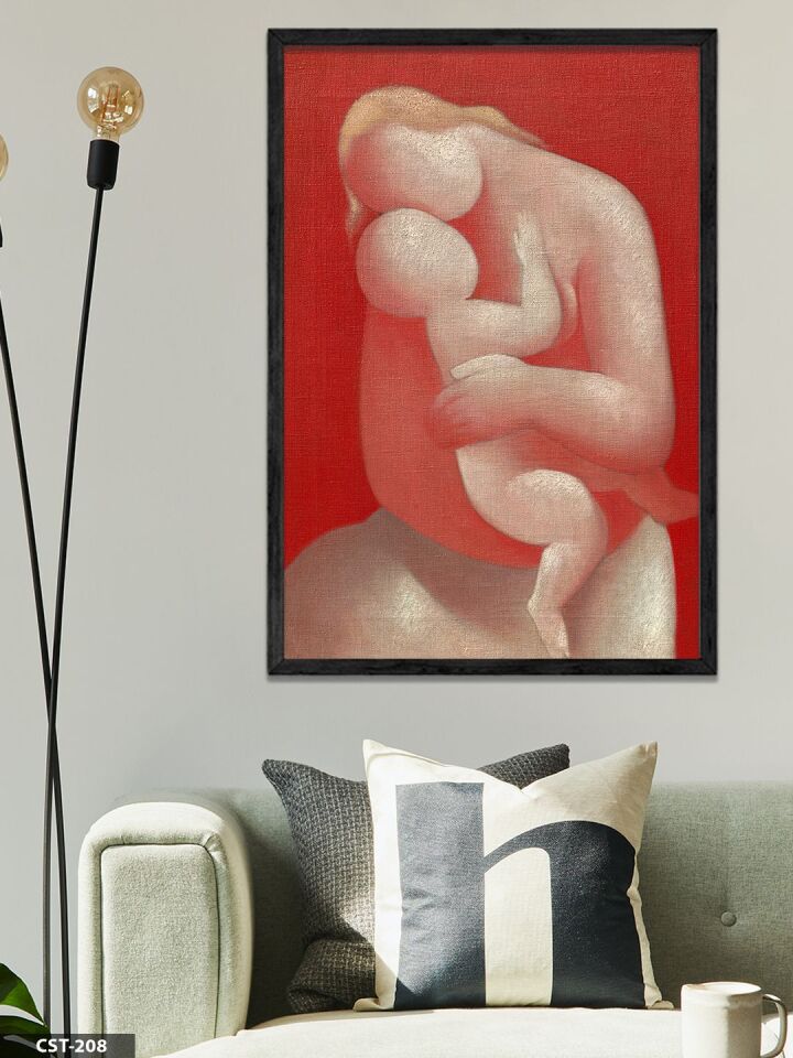 Anne ve Çocuk Tek Parça Ahşap Çerçeveli Tablo Siyah - 40 x 60 CM