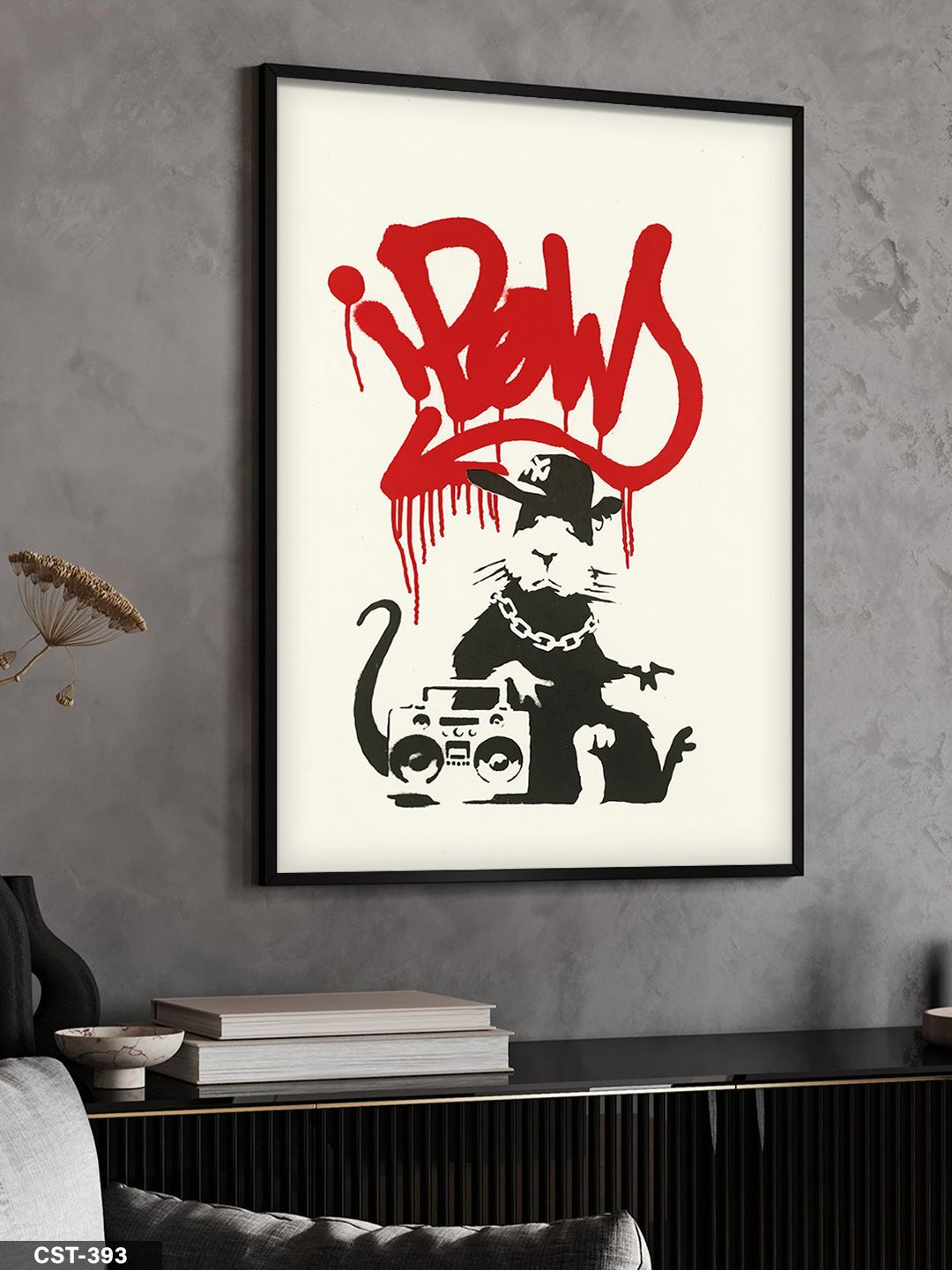 Rapçi Fare Tek Parça Ahşap Çerçeveli Tablo Siyah - 20 x 30 CM