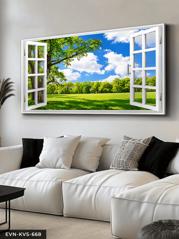 Doğaya Açılan Pencere Tek Parça Kanvas - Canvas Tablo