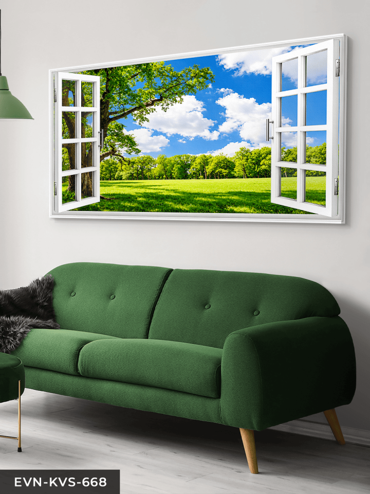 Doğaya Açılan Pencere Tek Parça Kanvas - Canvas Tablo