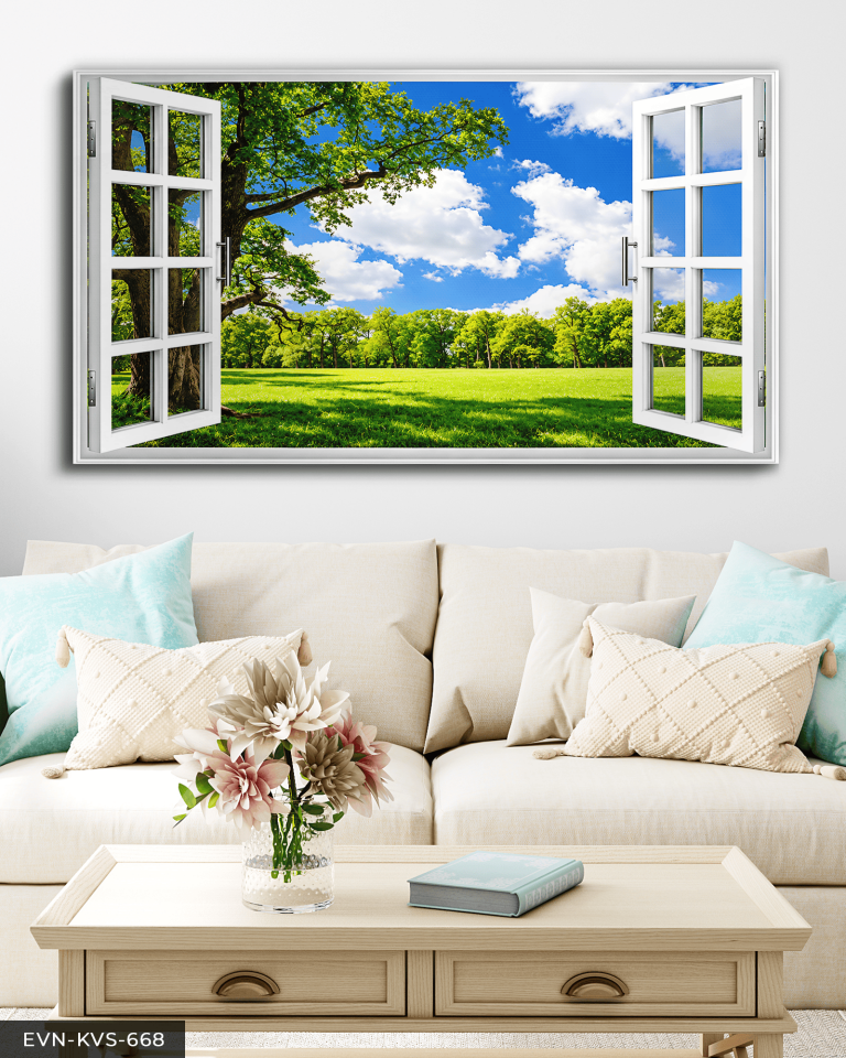 Doğaya Açılan Pencere Tek Parça Kanvas - Canvas Tablo