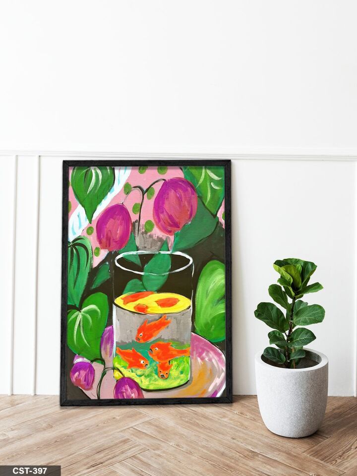 Matisse Altın Balık Tek Parça Ahşap Çerçeveli Tablo Siyah - 20 x 30 CM