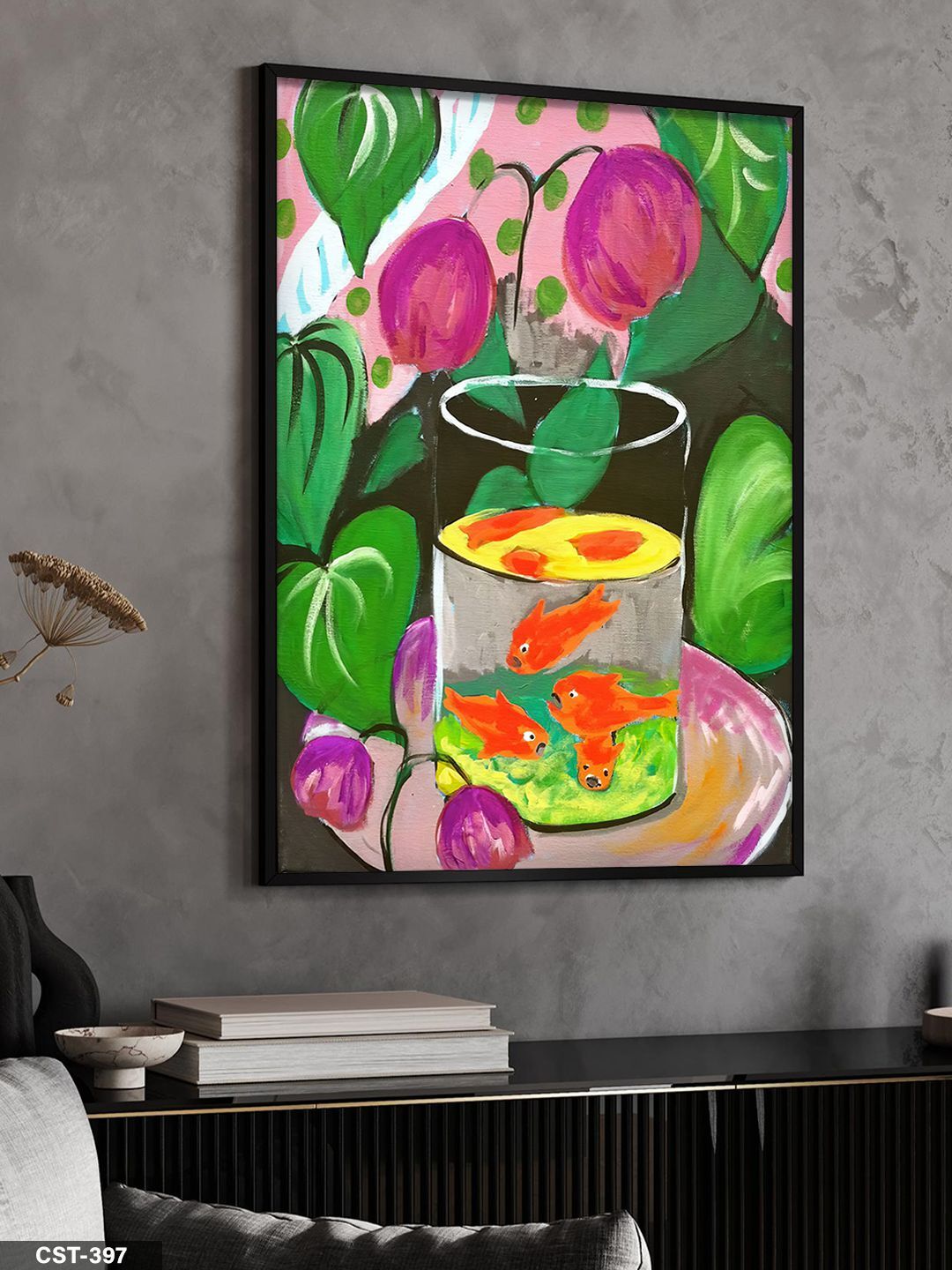 Matisse Altın Balık Tek Parça Ahşap Çerçeveli Tablo Siyah - 20 x 30 CM