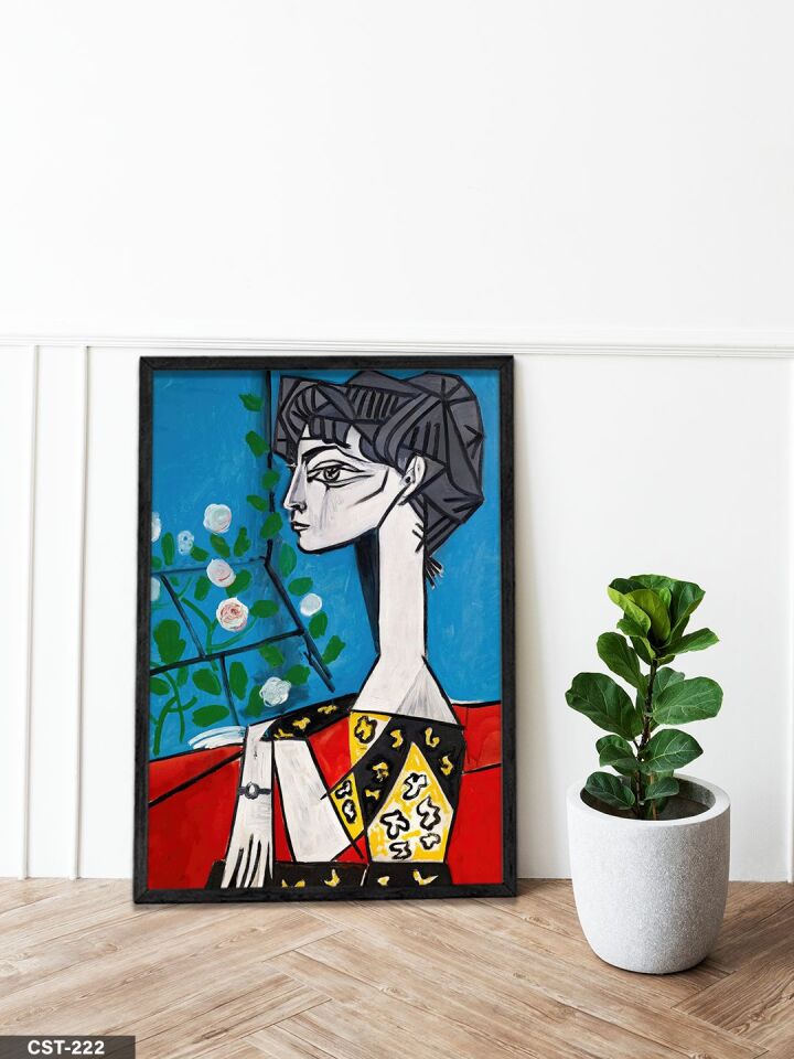 Çiçekli Jacqualine Tek Parça Ahşap Çerçeveli Tablo Siyah - 40 x 60 CM