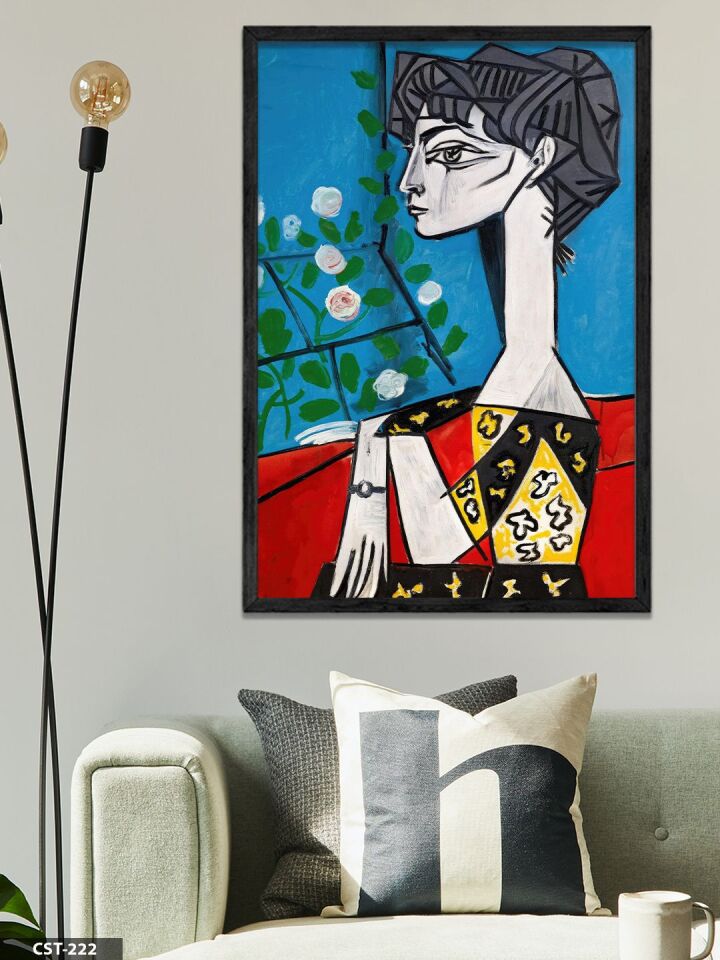 Çiçekli Jacqualine Tek Parça Ahşap Çerçeveli Tablo Siyah - 40 x 60 CM