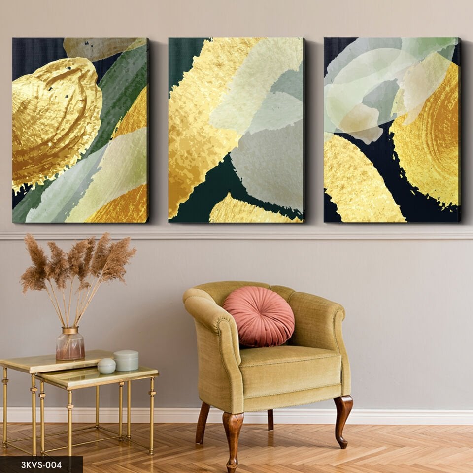 Soyut 3 Parça Kanvas - Canvas Tablo 40 x 30 CM