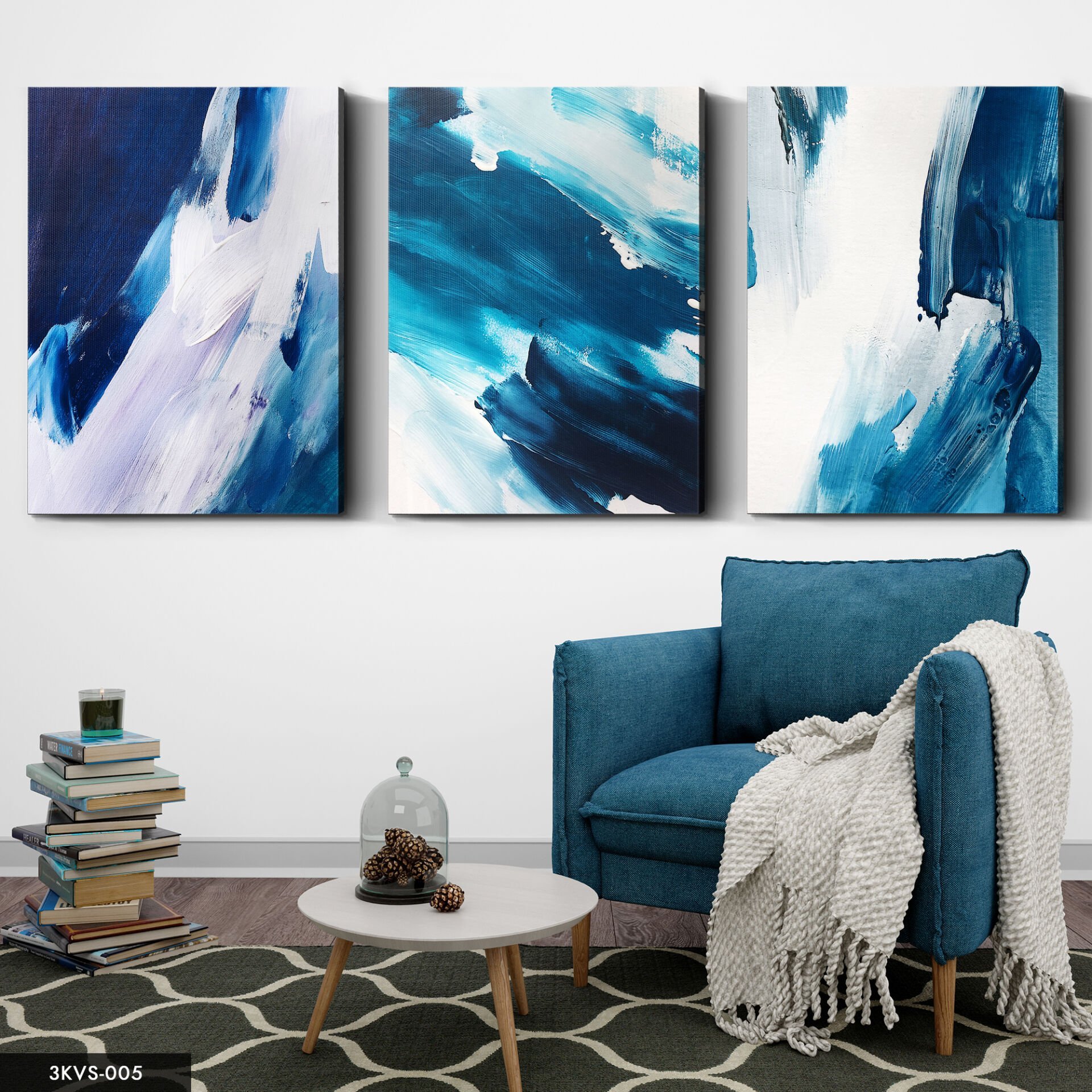 Soyut 3 Parça Kanvas - Canvas Tablo