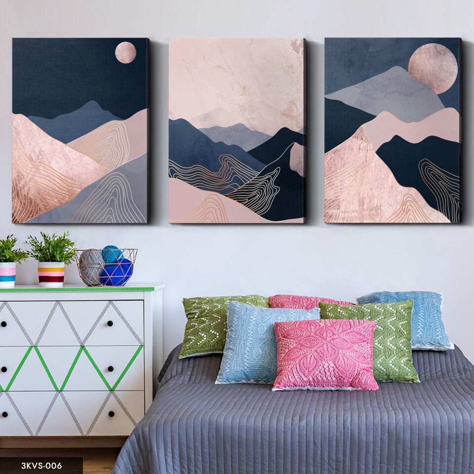 Soyut Doğa 3 Parça Kanvas - Canvas Tablo 40 x 30 CM