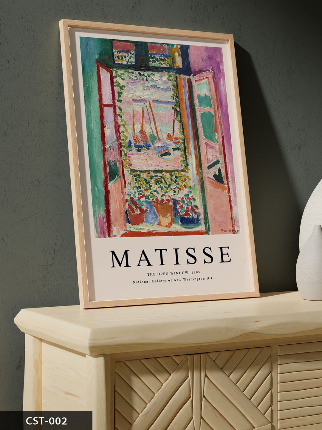 Matisse The Open Window Tek Parça Ahşap Çerçeveli Tablo Naturel - 50 x 70 CM