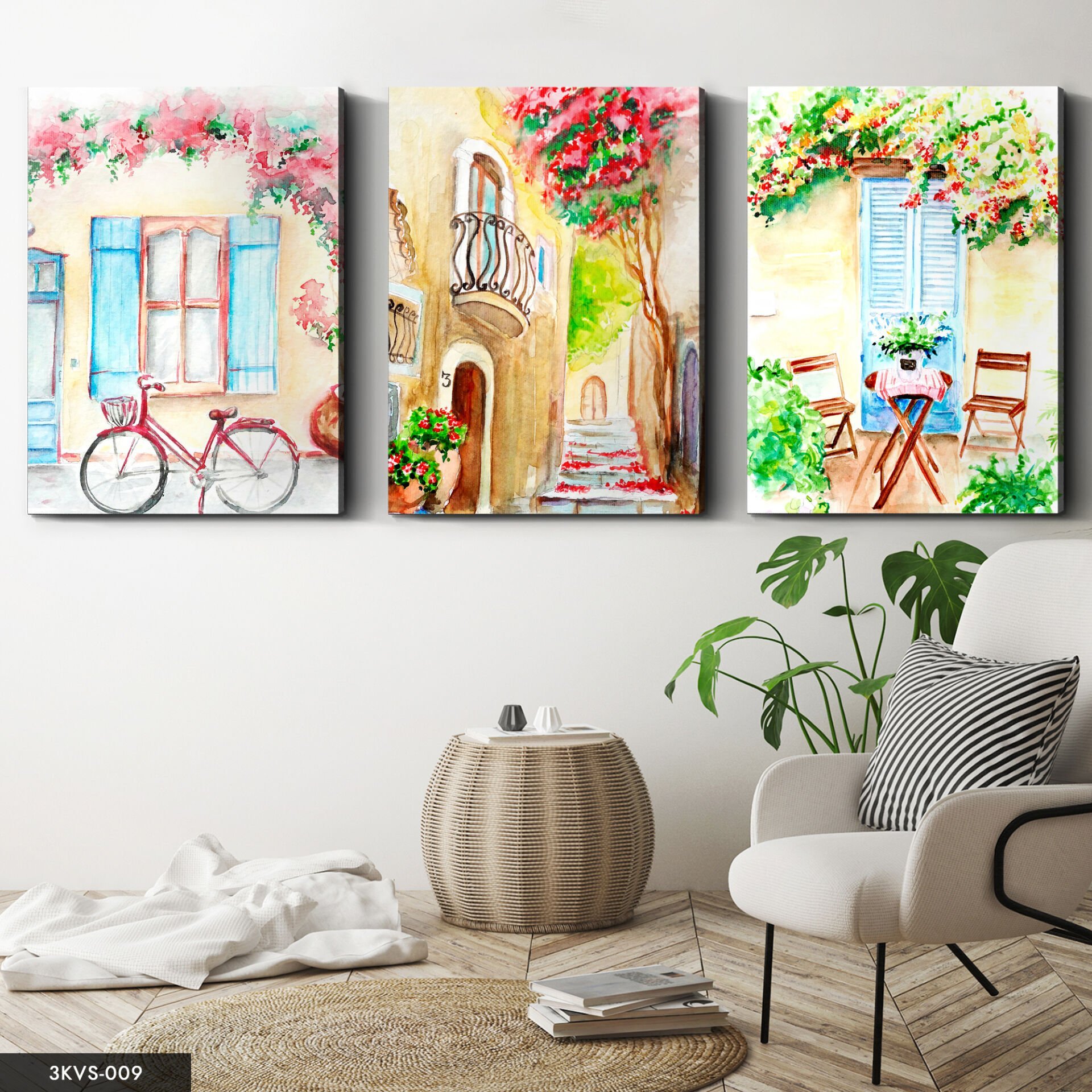 Çiçekler 3 Parça Kanvas - Canvas Tablo