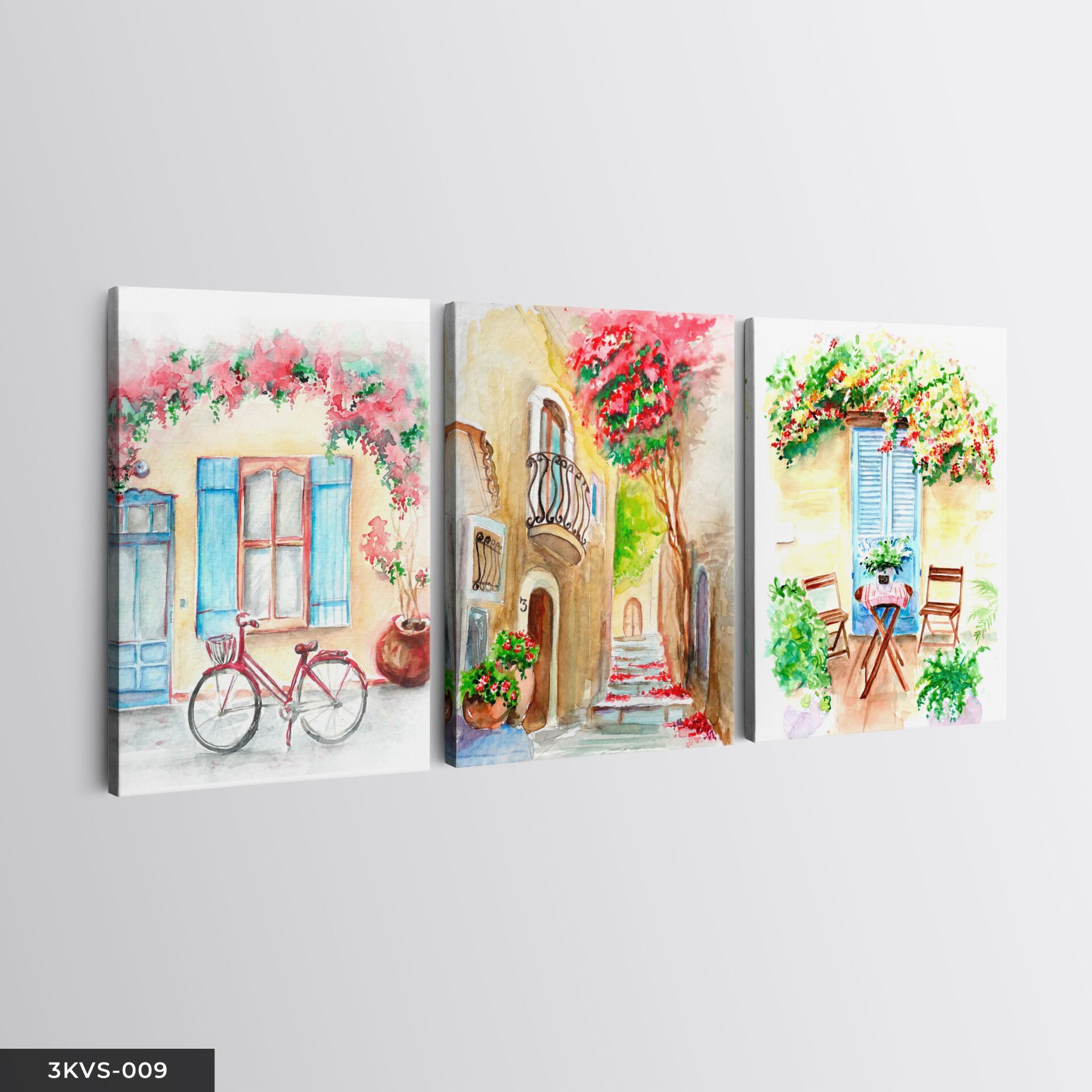 Çiçekler 3 Parça Kanvas - Canvas Tablo 40 x 30 CM