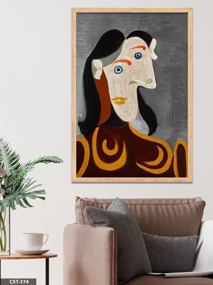 Picasso Buste De Femma a La Robe Tek Parça Ahşap Çerçeveli Tablo