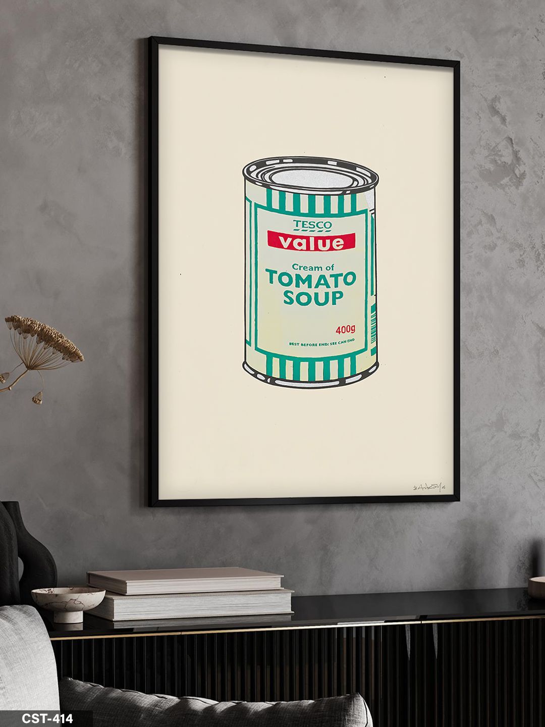 Tomato Soup Tek Parça Ahşap Çerçeveli Tablo Siyah - 20 x 30 CM