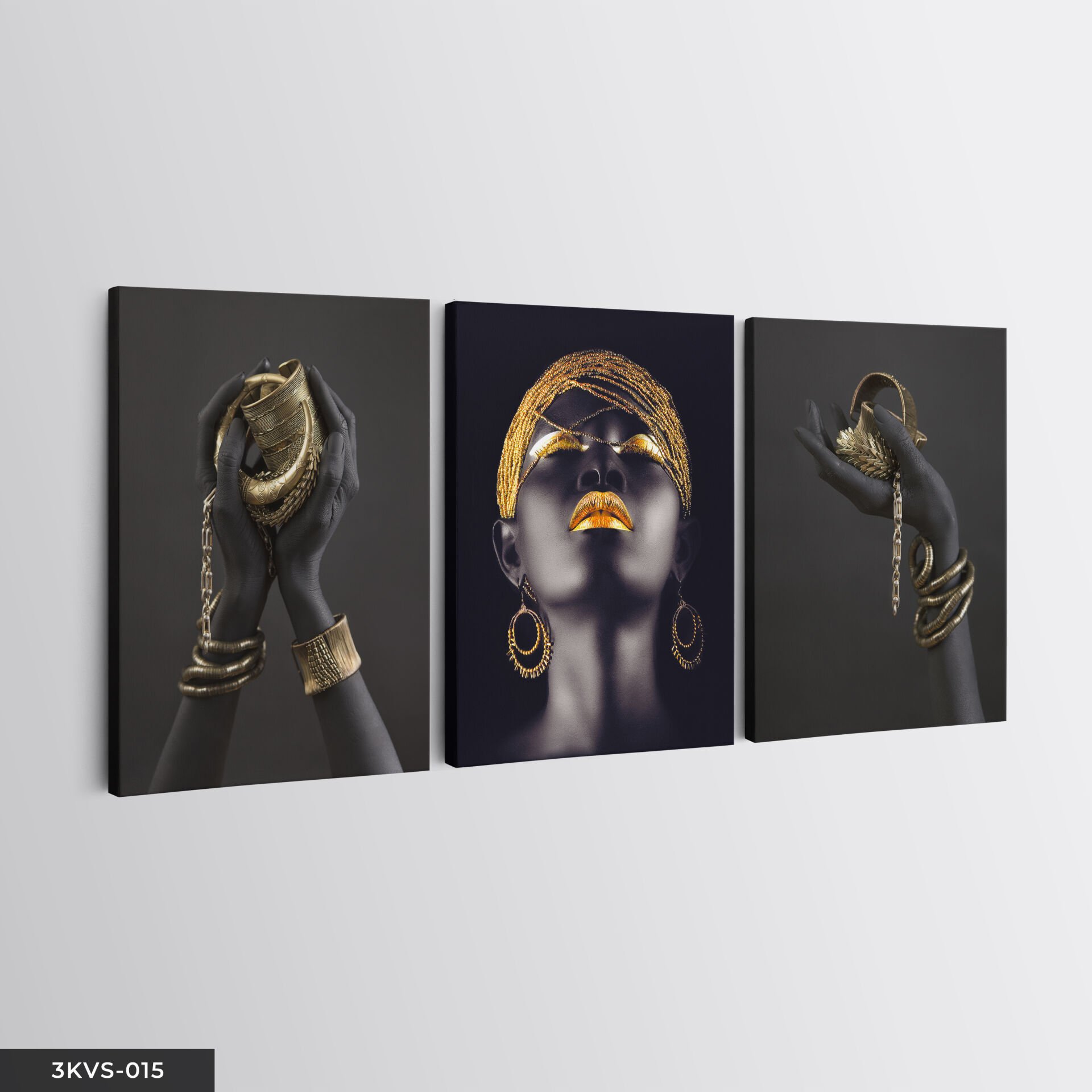 Afrikalı Kadınlar 3 Parça Kanvas - Canvas Tablo 40 x 30 CM