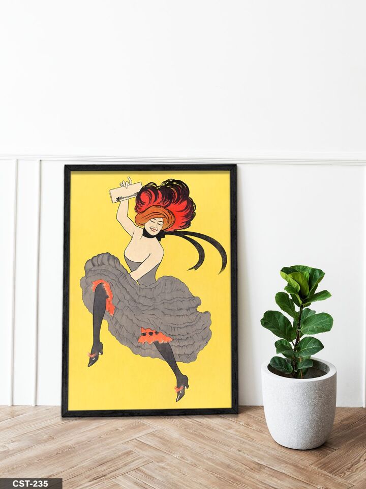 Dansçı Kadın Tek Parça Ahşap Çerçeveli Tablo Siyah - 40 x 60 CM