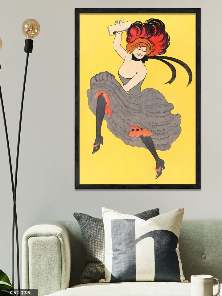 Dansçı Kadın Tek Parça Ahşap Çerçeveli Tablo Siyah - 40 x 60 CM
