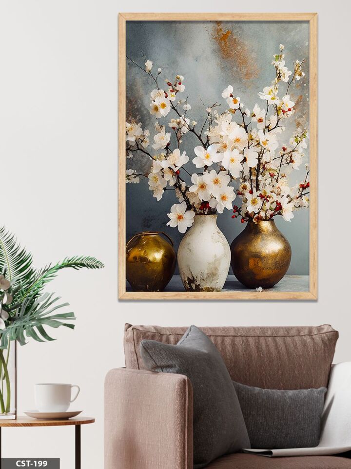 Çiçekli tablo Tek Parça Ahşap Çerçeveli Tablo Naturel - 30 x 40 CM