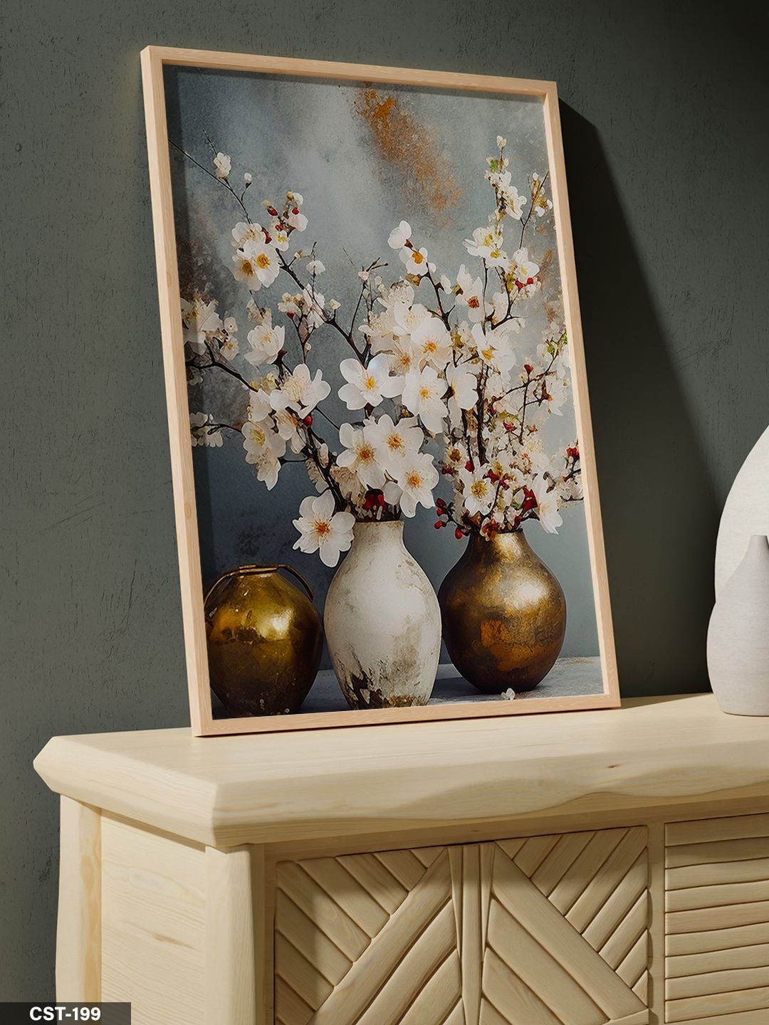 Çiçekli tablo Tek Parça Ahşap Çerçeveli Tablo Naturel - 30 x 40 CM