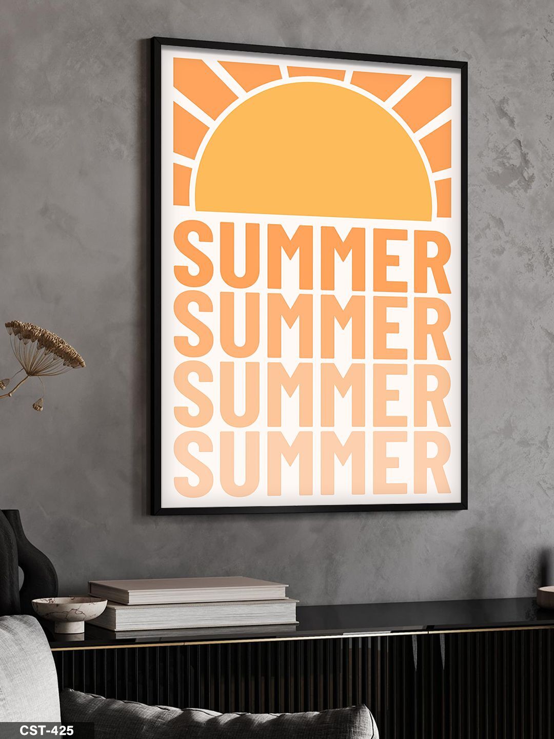 Summer Tek Parça Ahşap Çerçeveli Tablo Siyah - 20 x 30 CM