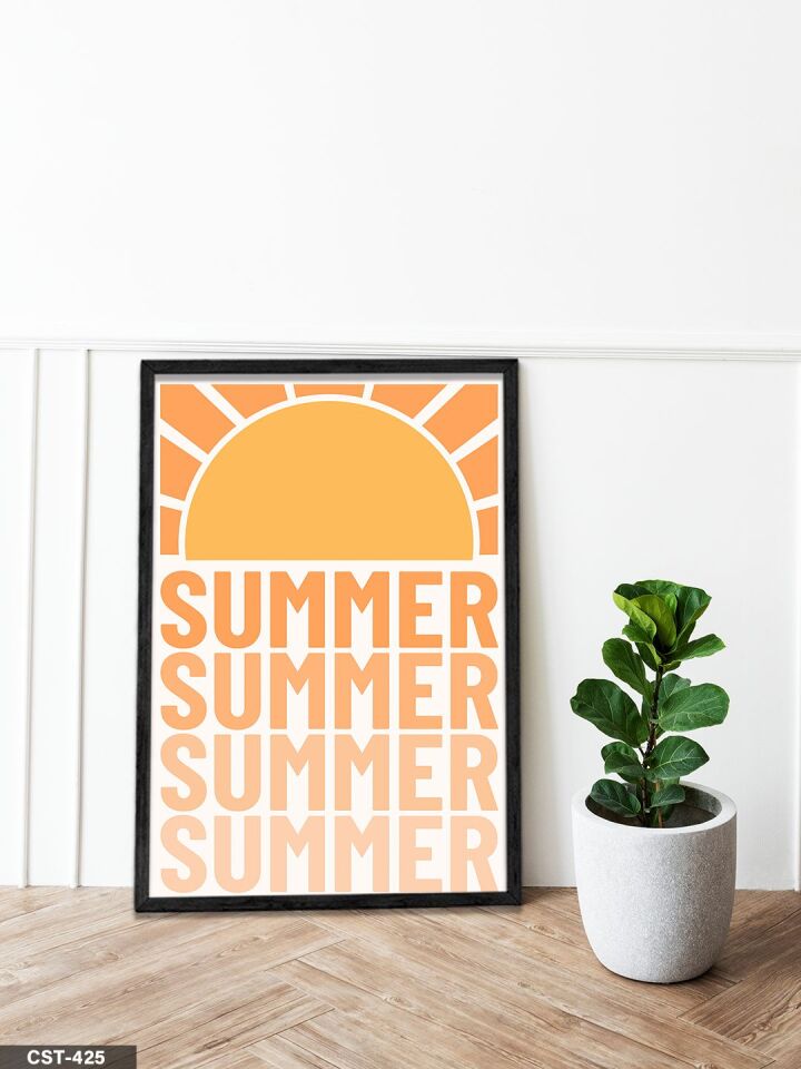 Summer Tek Parça Ahşap Çerçeveli Tablo Siyah - 20 x 30 CM