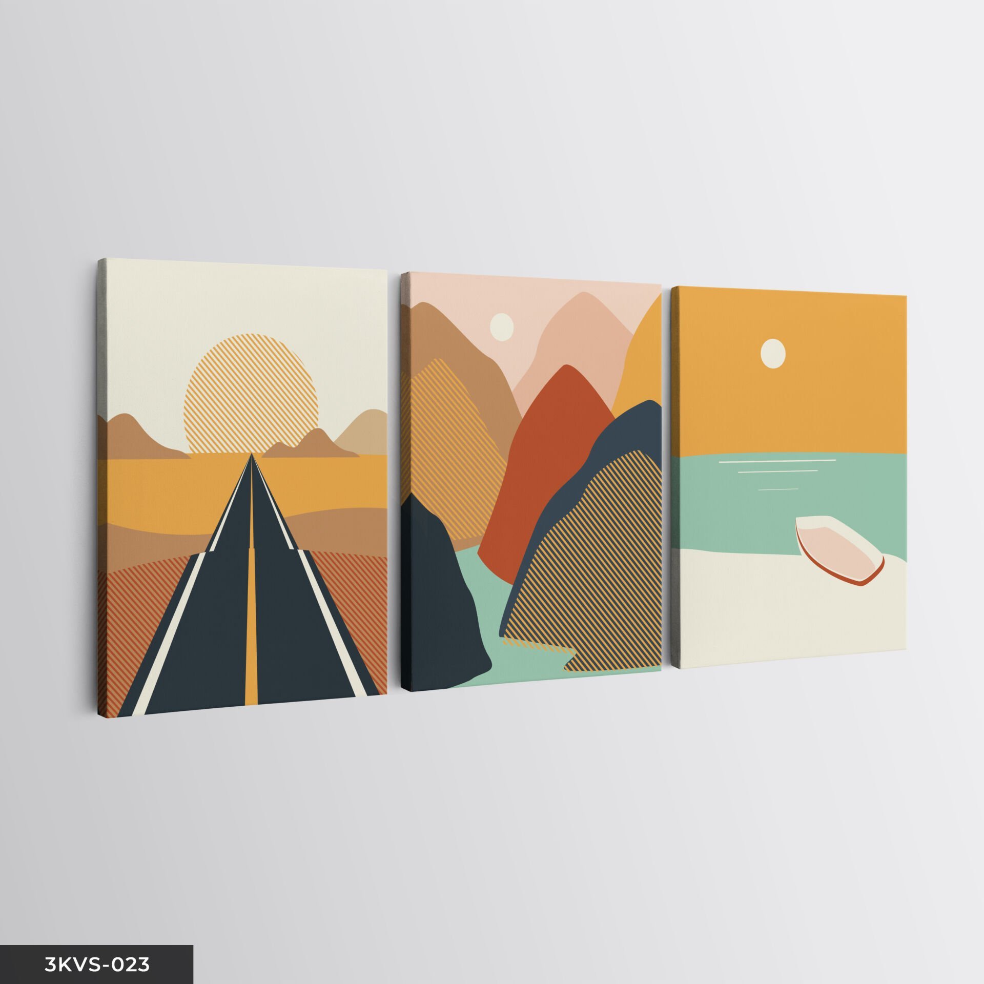 Soyut Doğa 3 Parça Kanvas - Canvas Tablo 40 x 30 CM