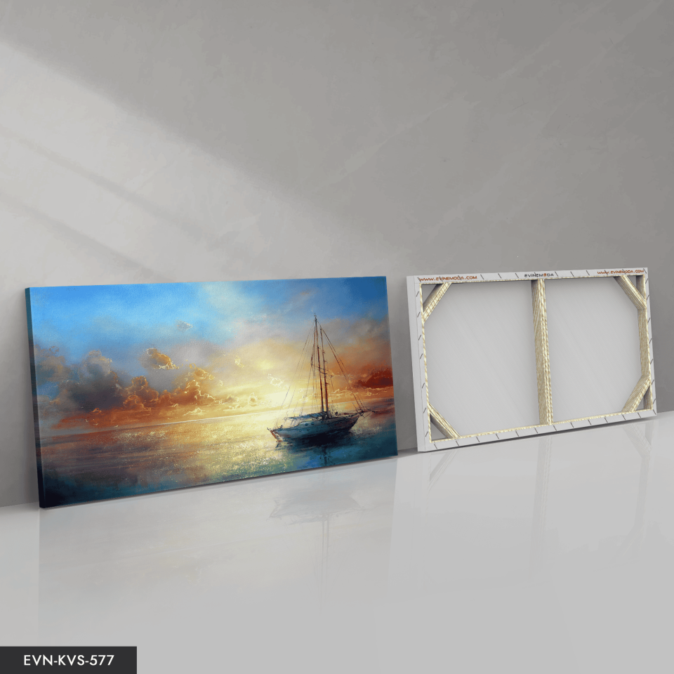 Gün Batımında Gemi Tek Parça Kanvas - Canvas Tablo