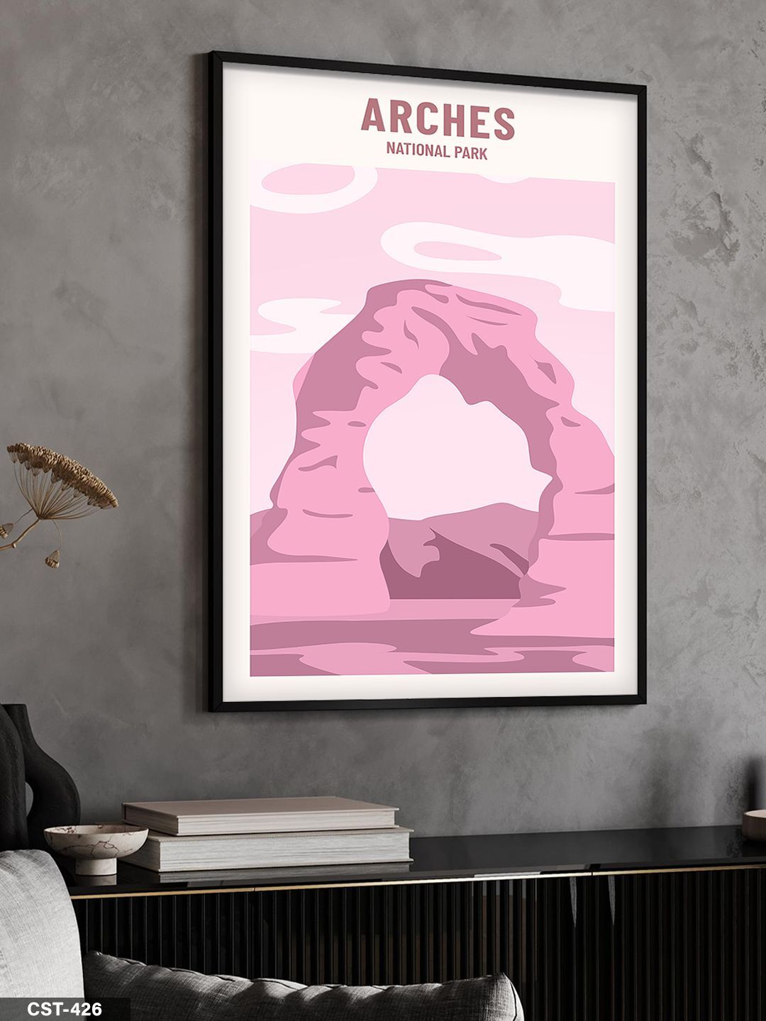 Arches National Park Tek Parça Ahşap Çerçeveli Tablo Siyah - 20 x 30 CM