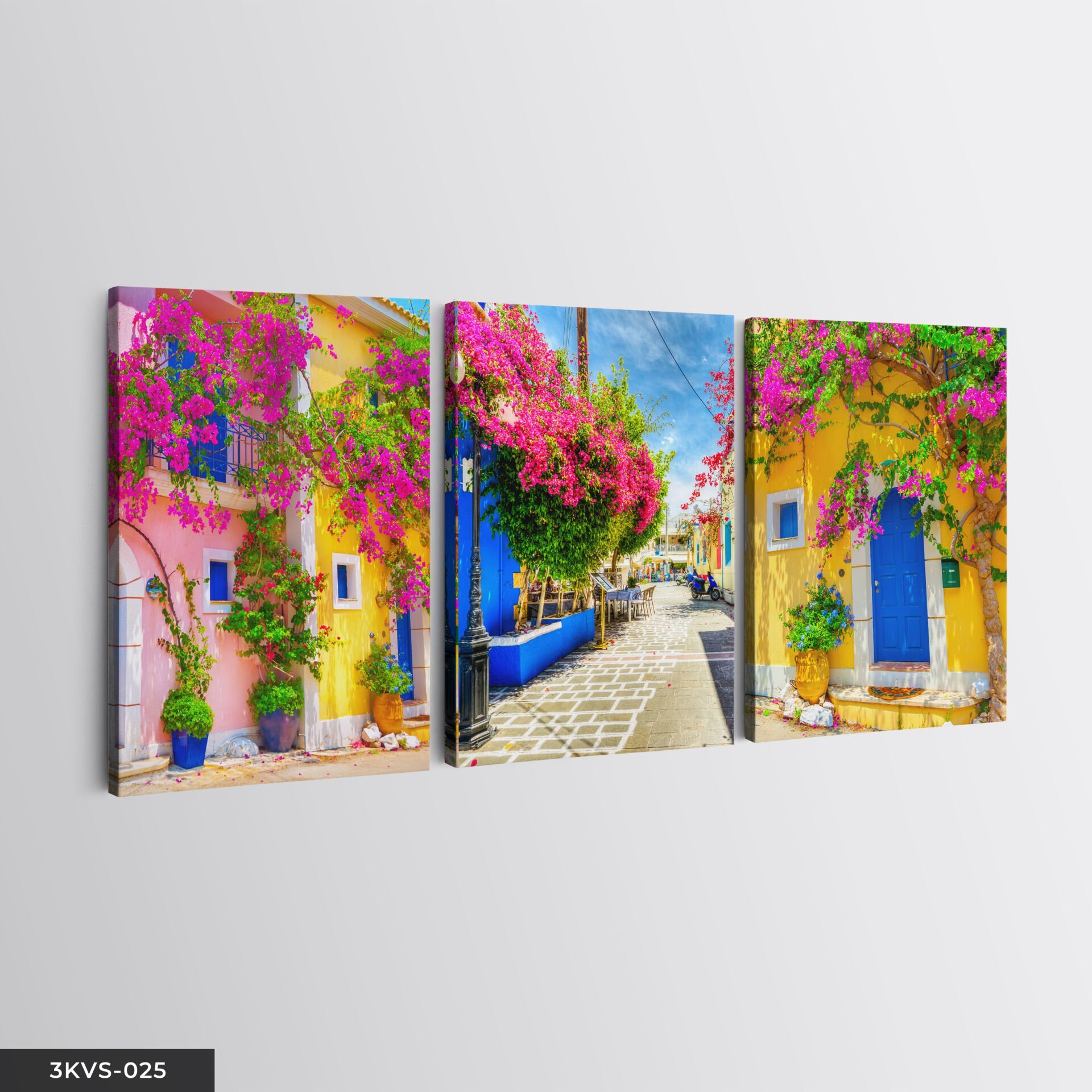 Çiçekler 3 Parça Kanvas - Canvas Tablo 40 x 30 CM