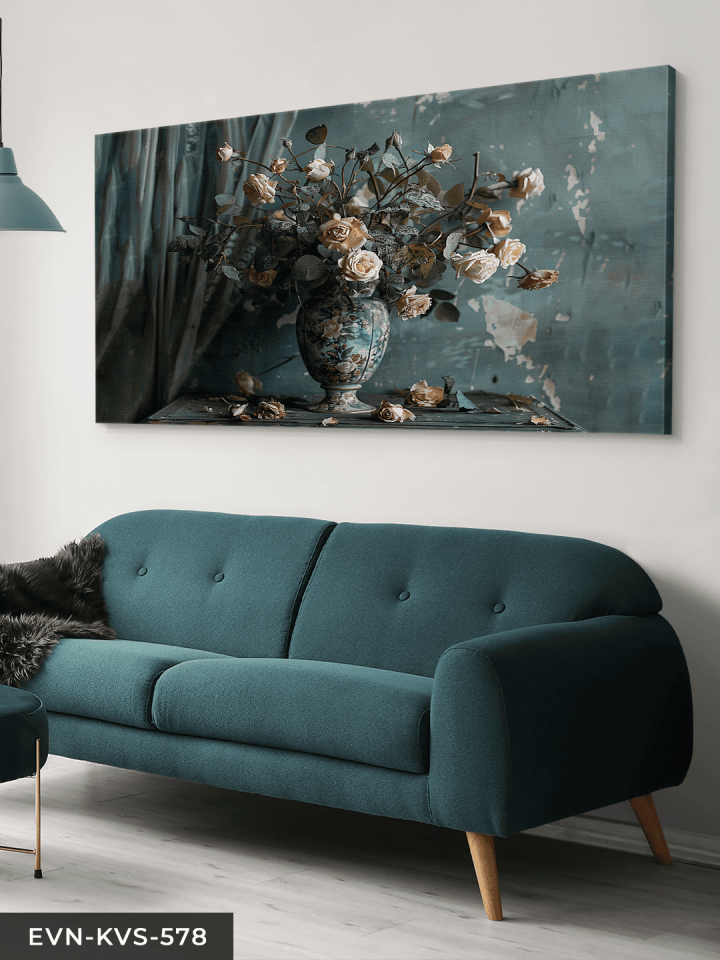 Vazoda Kurumuş Güller Tek Parça Kanvas - Canvas Tablo