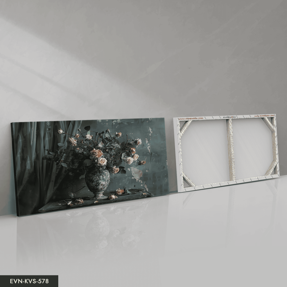 Vazoda Kurumuş Güller Tek Parça Kanvas - Canvas Tablo