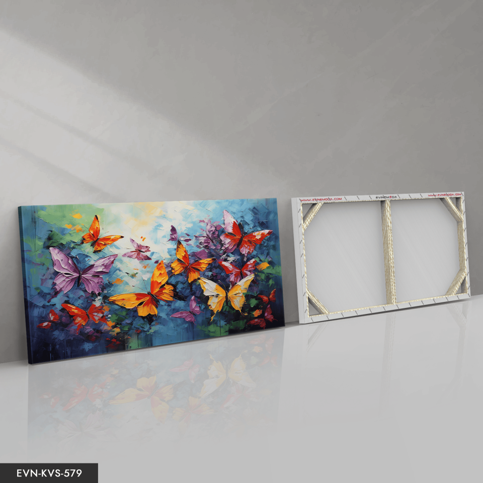 Renkli Kelebekler Tek Parça Kanvas - Canvas Tablo