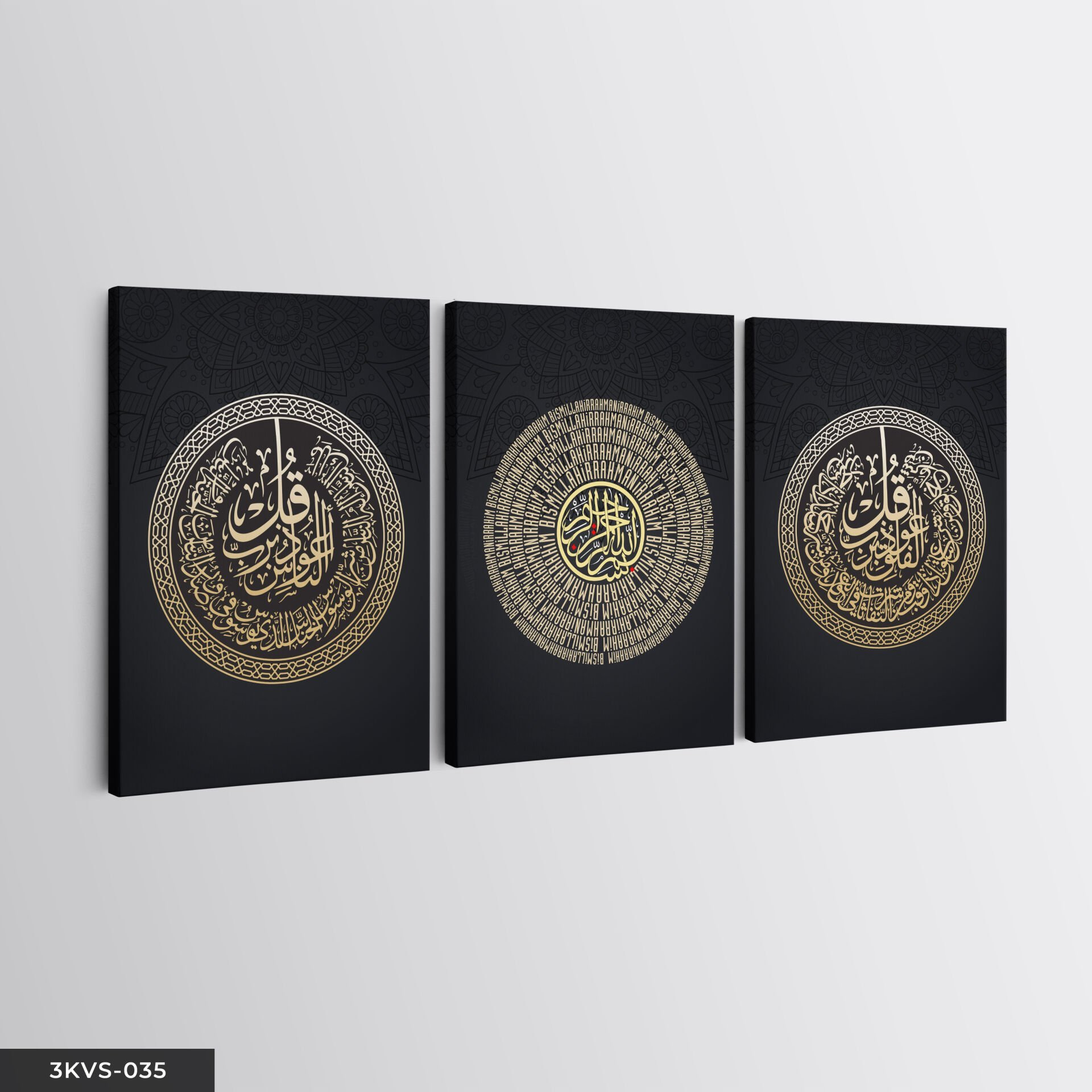 Dualar Gold 3 Parça Kanvas - Canvas Tablo 40 x 30 CM