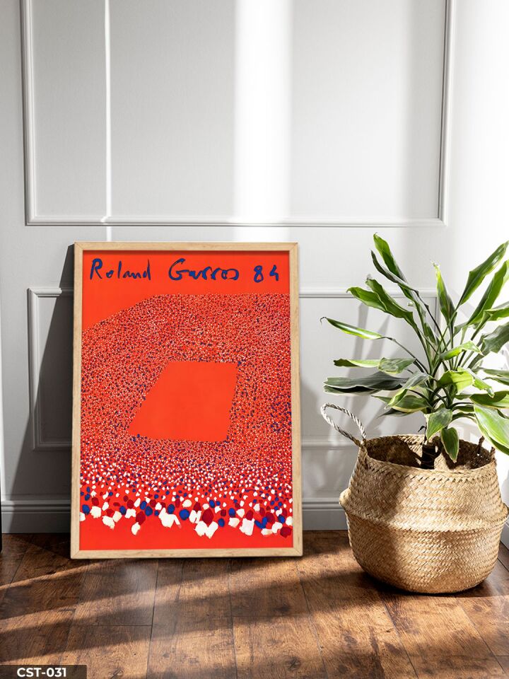Roland Garros 84 Tenis Tek Parça Ahşap Çerçeveli Tablo Naturel - 50 x 70 CM