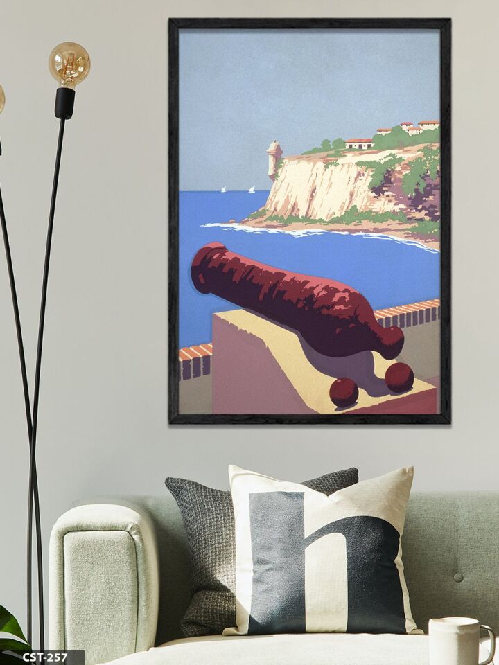 Sahil Kulesi Tek Parça Ahşap Çerçeveli Tablo Siyah - 40 x 60 CM