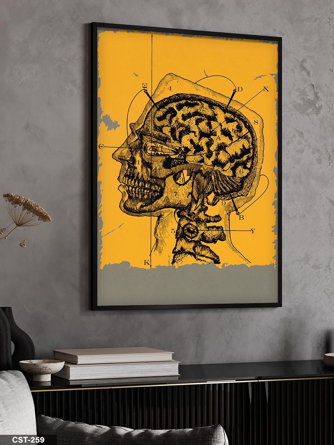 Beynin Anatomisi Tek Parça Ahşap Çerçeveli Tablo Siyah - 40 x 60 CM