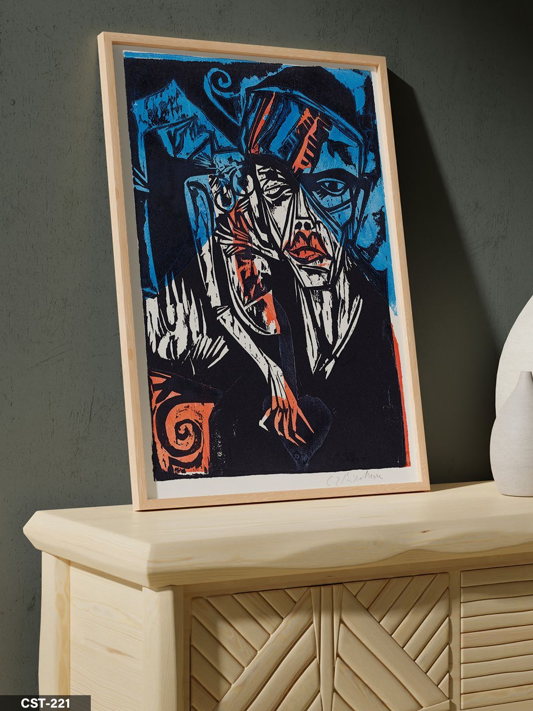 Ernst Kirchner Classic Poster Tek Parça Ahşap Çerçeveli Tablo Naturel - 30 x 40 CM
