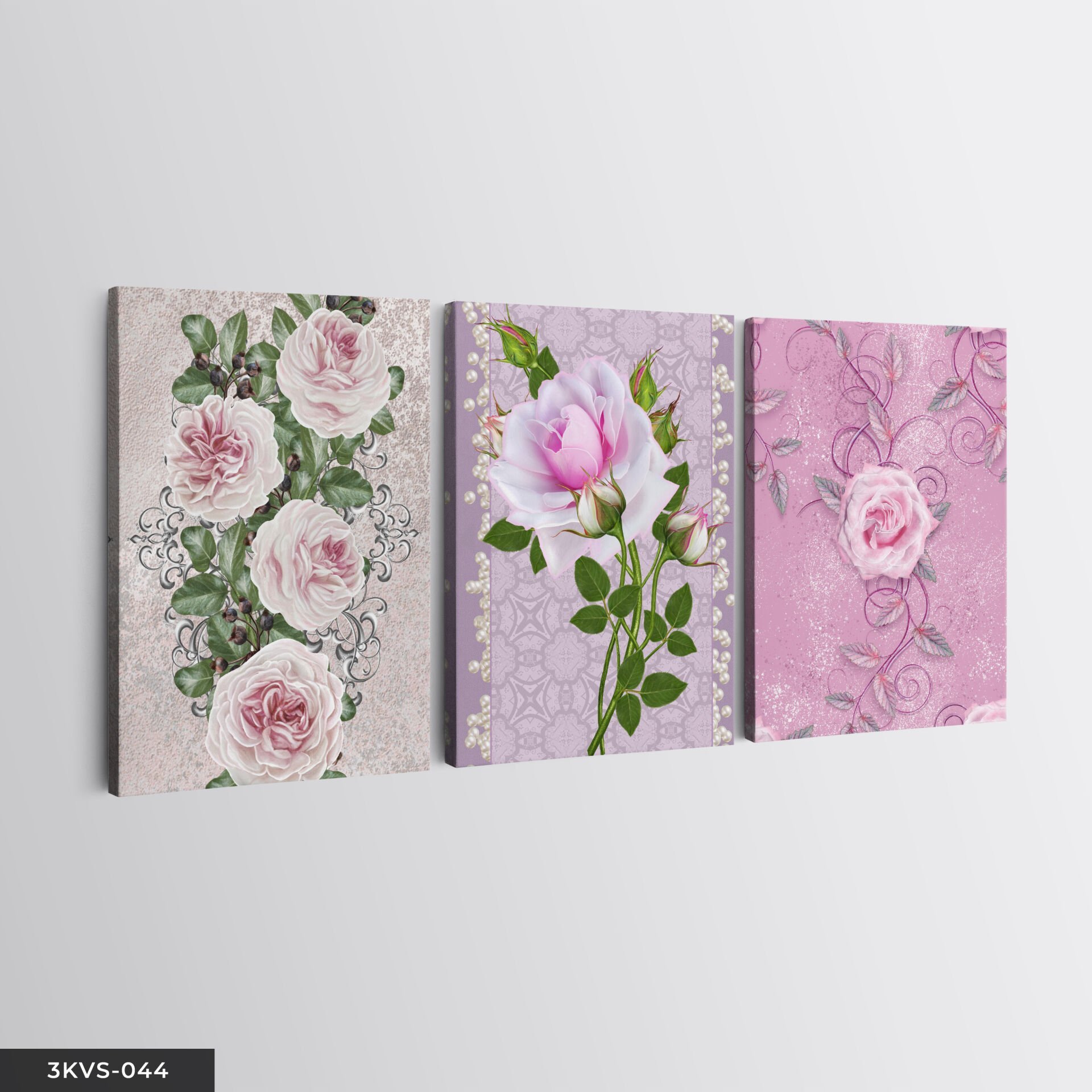 Çiçekler 3 Parça Kanvas - Canvas Tablo 40 x 30 CM