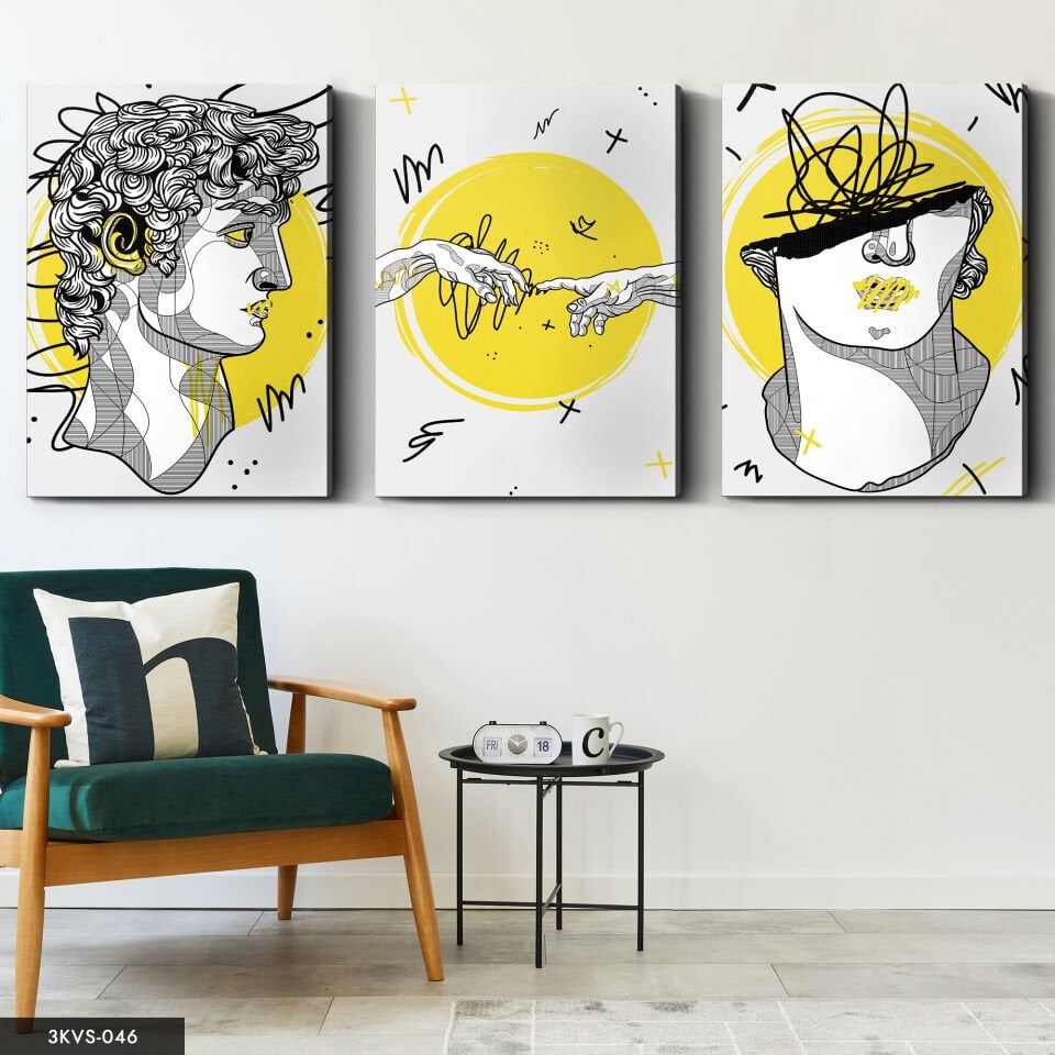 Heykel 3 Parça Kanvas - Canvas Tablo 40 x 30 CM