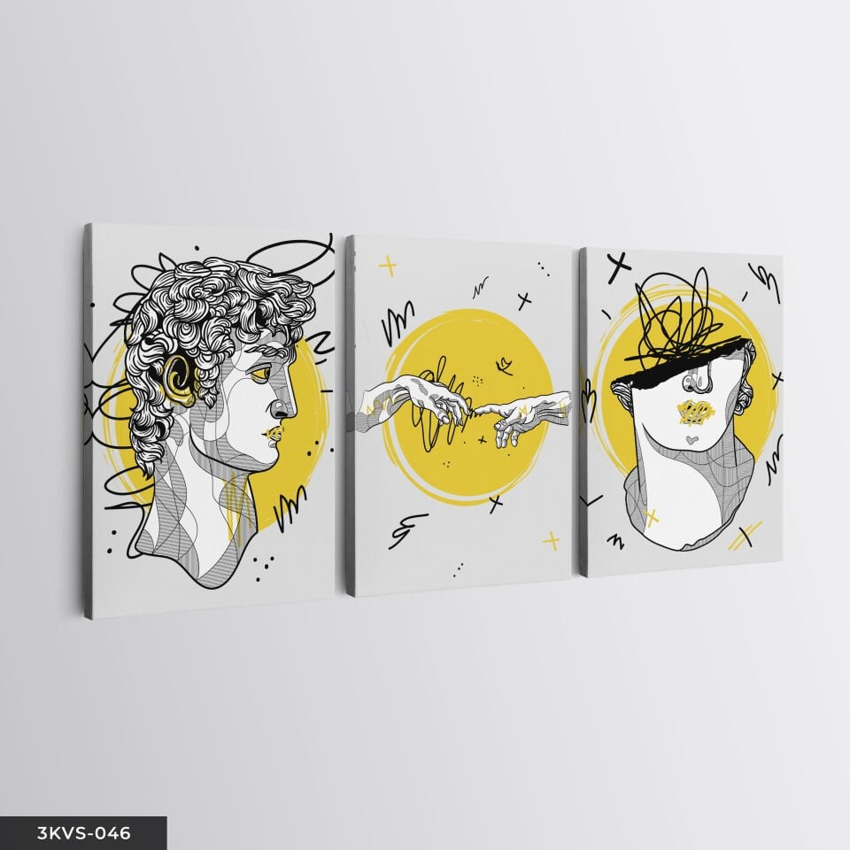 Heykel 3 Parça Kanvas - Canvas Tablo 45 x 65 CM